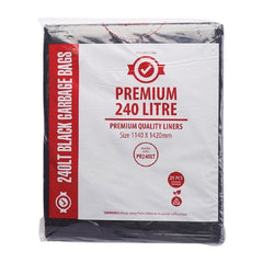 Premium - Garbage Bag Black Bin Liner 240L 25pcs