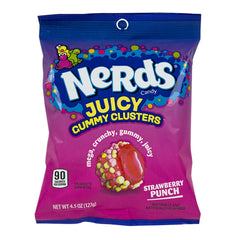 Nerds Juicy Gummy Cluster Strawberry Punch Peg Bags 127g x 12 Pack