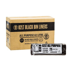 All Purpose Garbage Bags Black Hdpe 82L 10x25pcs