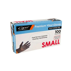 Capri - Premium Vinyl Gloves Blue Powder Free Small 100 Pcs 10 Box