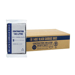 Contractor - Heavy duty Black Bin Liners 140L 950x1200mm 50pcs