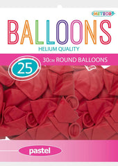 Meteor Party - Balloons 30cm Helium Quality 25pc Pastel Macaron Red