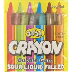 Jojo Crayons Sour Liquid Filled Bubble Gum 55g * 12 Pieces