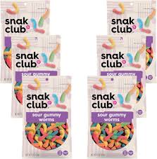 Snak Club Sour Gummy Worms 213G x 6 Bags