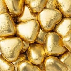 Foil Wrapped Gold Chocolate Heart Bag 500g