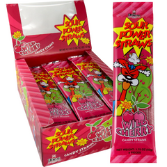 Sour Power Candy Straws - Cherry 50g * 24 Pack