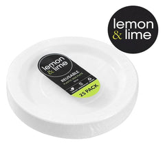 Lemon & Lime - REUSABLE PLASTIC SIDE PLATE 18CM VALUE 50PK