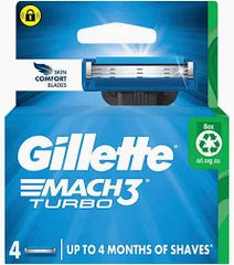 Gillette Mach 3 Turbo Razor Blades 4 Pack