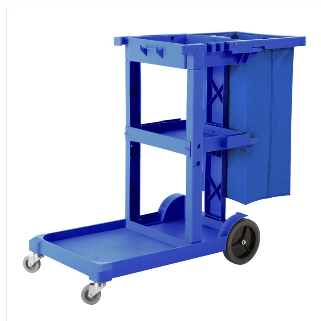 SOGA 3 Tier Multifunction Janitor Cart and Bag Blue