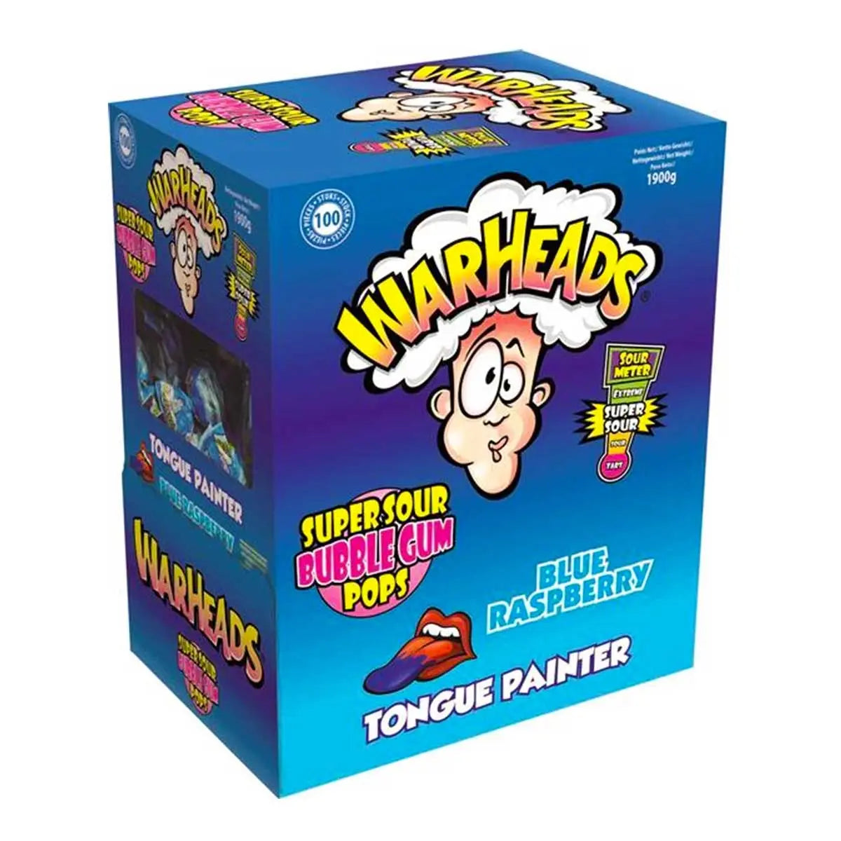 Warheads Super Sour Bubblegum Pops 100pcs