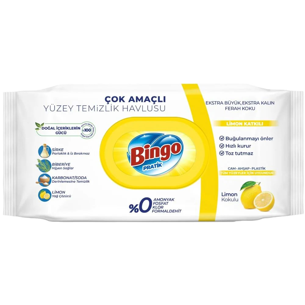 Bingo - Multipurpose Surface Cleaning Towels - Lemon - 96pcs