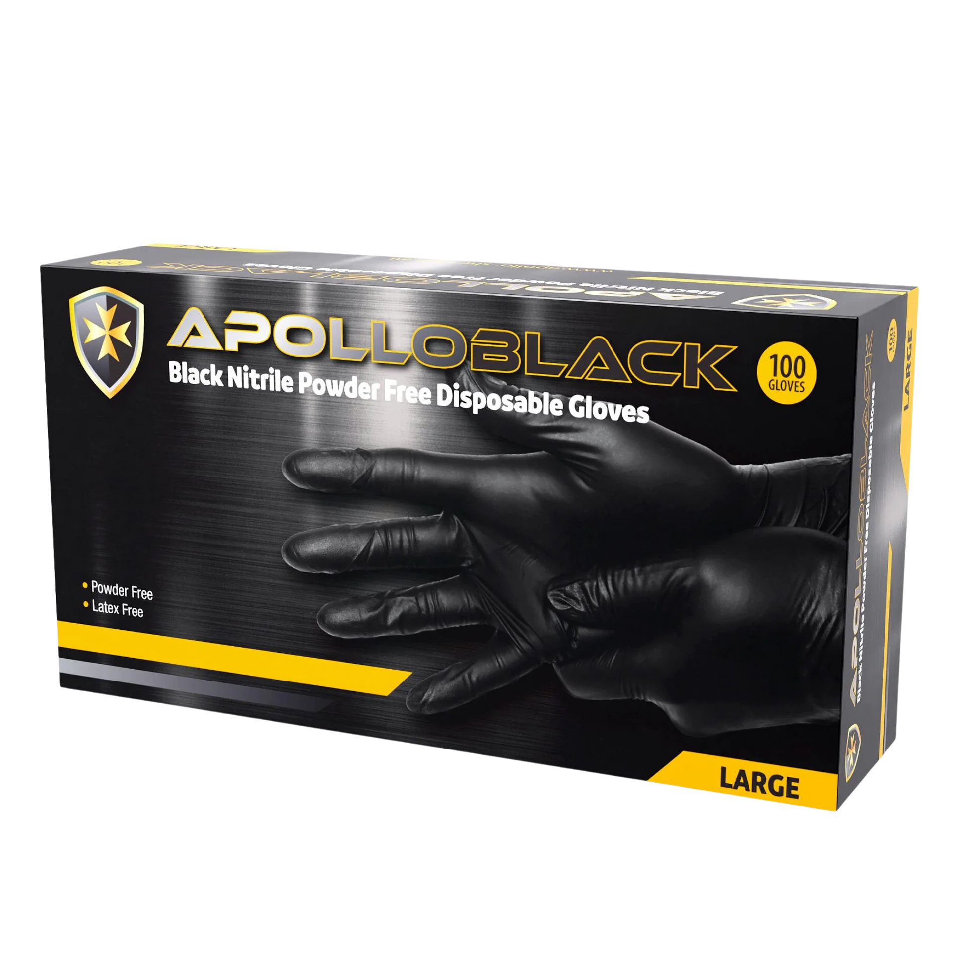 Apolio Heavy Duty 6g Black Nitrile Gloves Powder Free Large