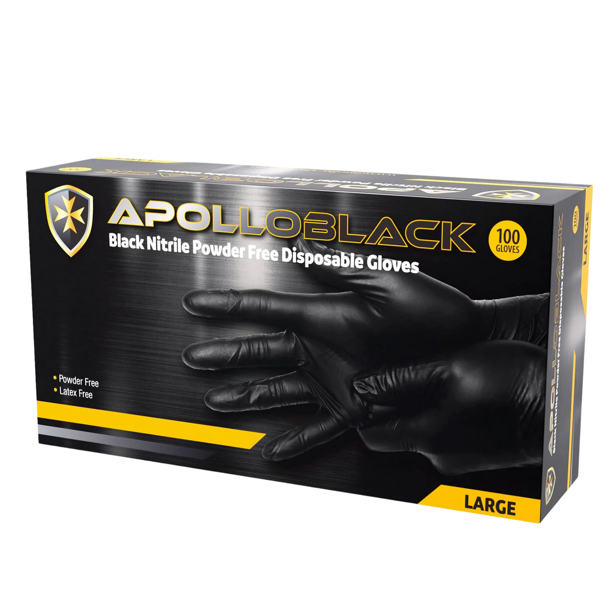 Apolio Heavy Duty 6g Black Nitrile Gloves Powder Free Large