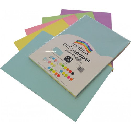 Rainbow Office Paper A3 80gsm 100 Sheets Pastel Assorted
