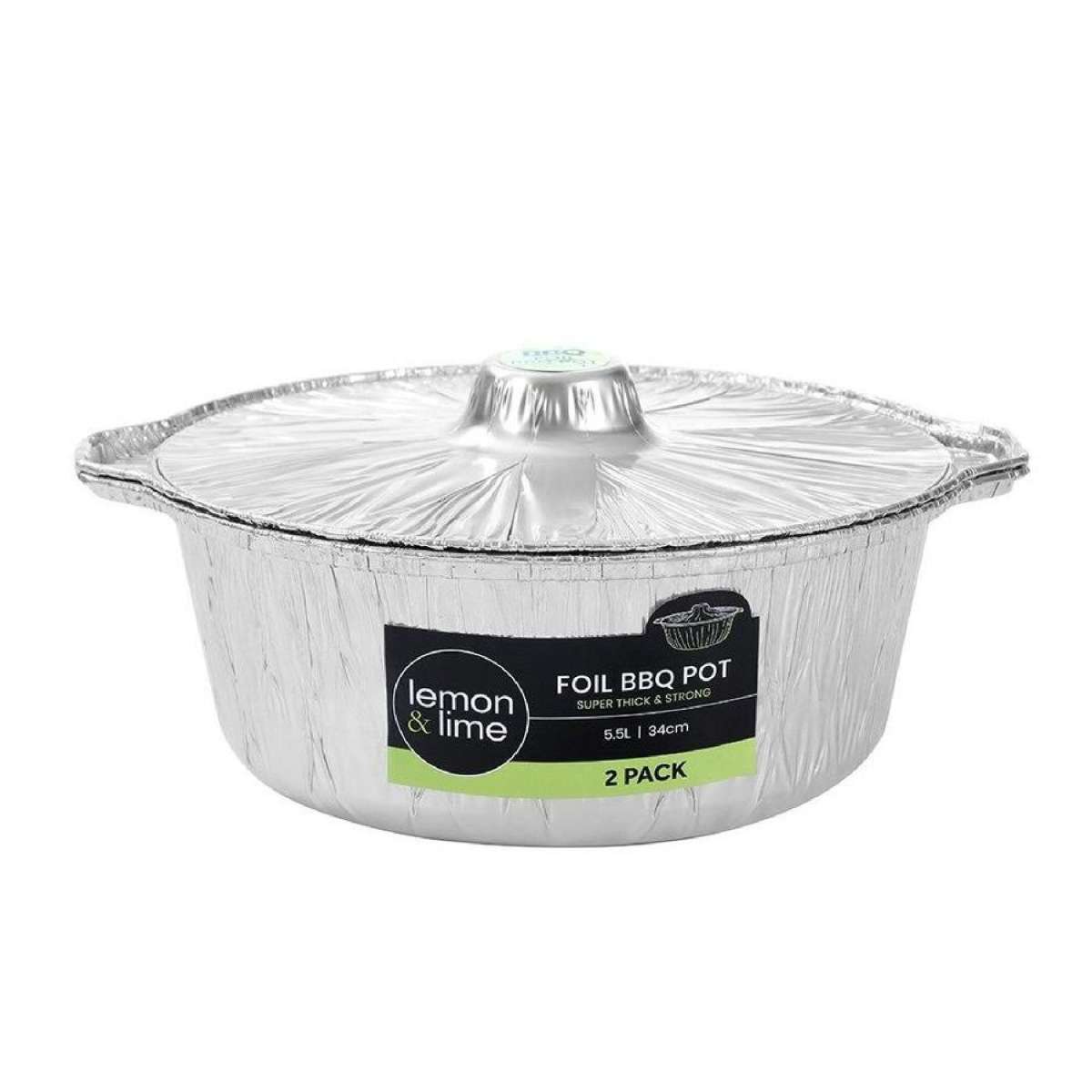 Lemon & Lime - Foil Bbq Pot 5.5L 34Cm 2 Pack