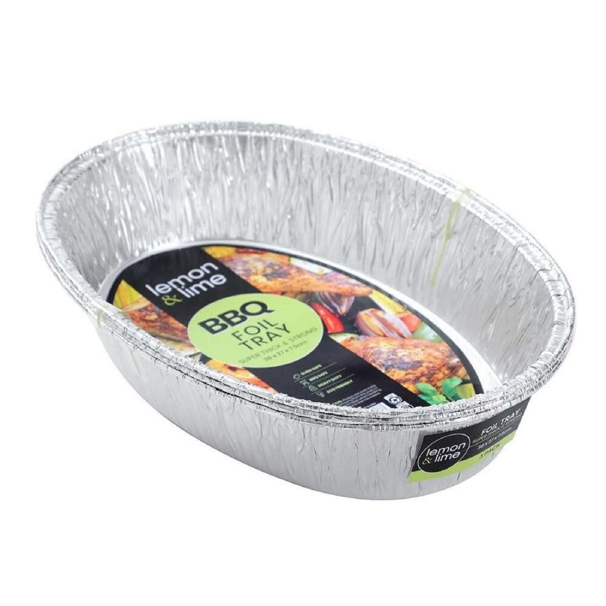 Lemon & Lime - Foil Oval Roasting Tray 38X27X7.5Cm 3 Pack