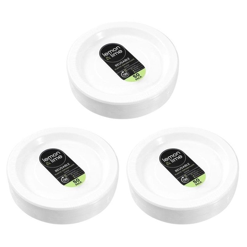 Lemon & Lime - Reusable Plastic Serving Plate 22.5cm 50pk