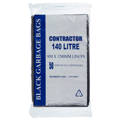 Contractor Bin Liner Star Seal Black 140LT
