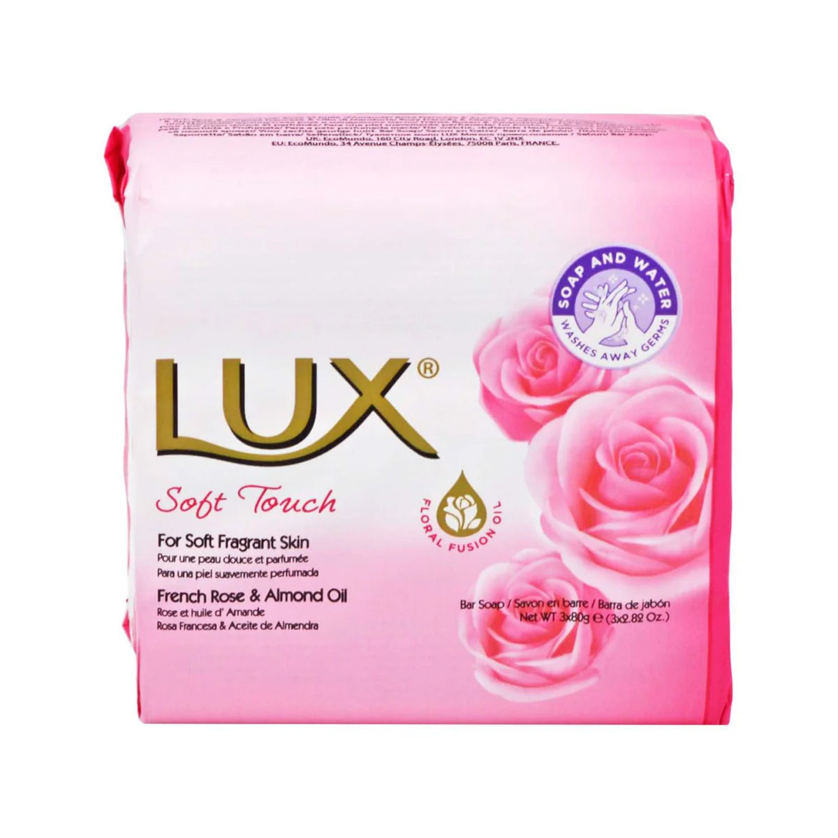 Lux French Rose And Almond Oil Soap 3X80g