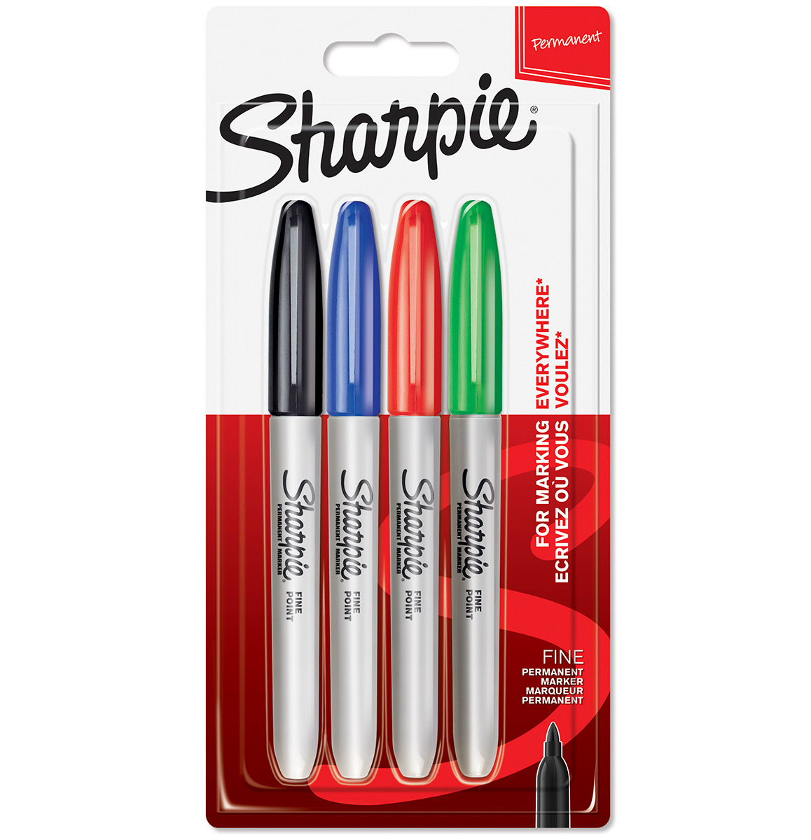 Sharpie Fine Point Permanent Marker Pens Assorted (4 Pack)