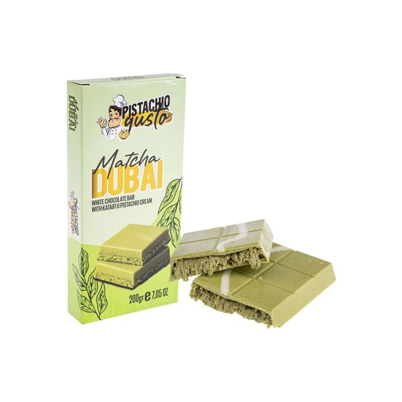 Gusto Matcha white chocolate bar with katifi & pistachio 200g x 6 pack