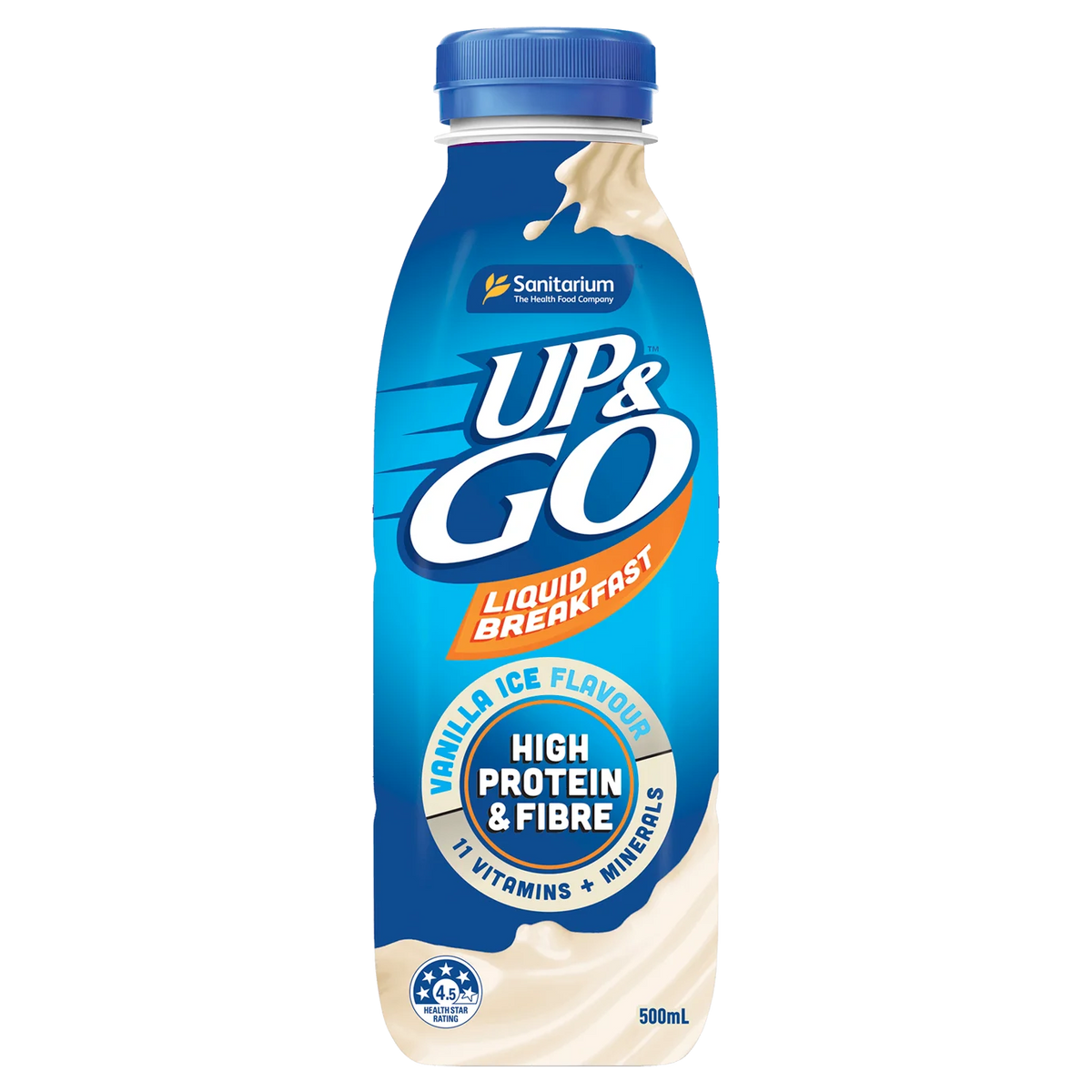 Up&Go - Liquid Breakfast - Vanilla Ice - Bottle - 500mL x 12 Pack