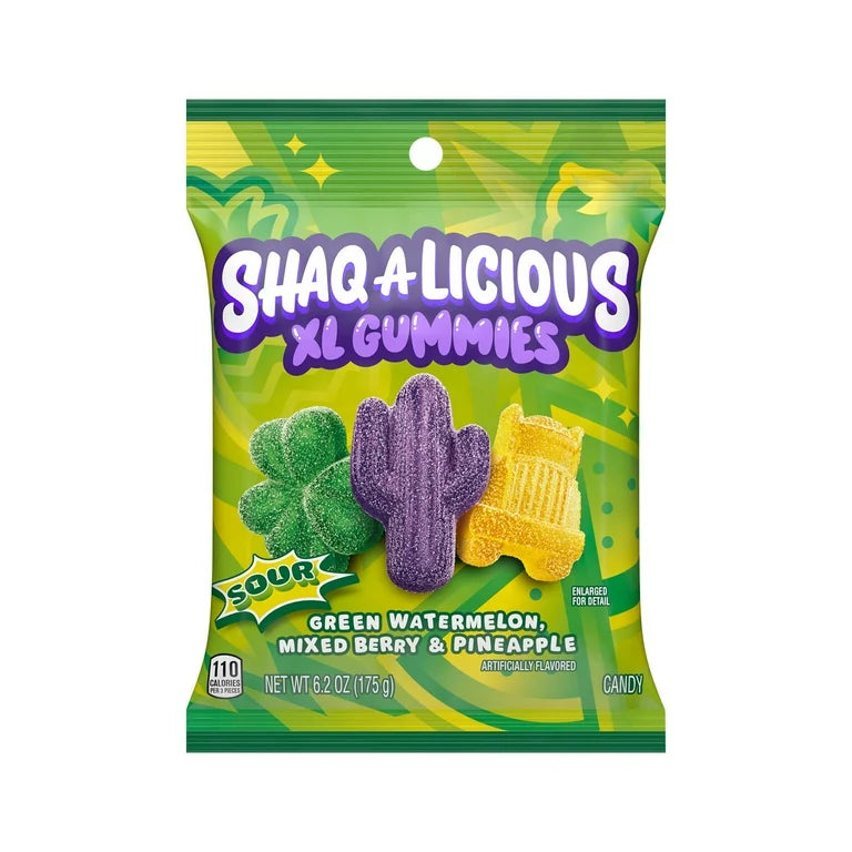Shaq-A-Licious XL Sour Gummies Candy Bag 175g * 12 Pack
