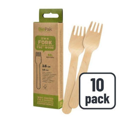 Biopak Single Use Wooden Fork 10pcs