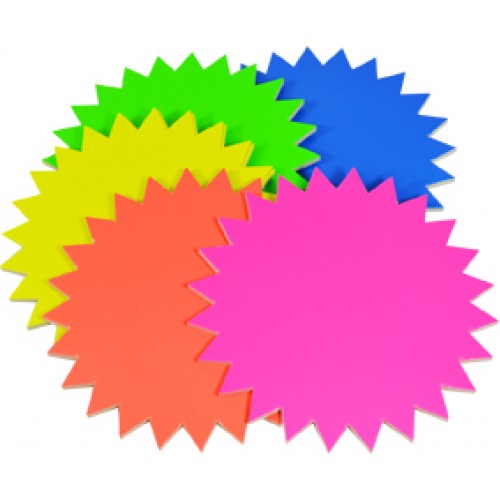 Rainbow Fluro Starburst 290GSM Single Sided 150mm 60 Sheets