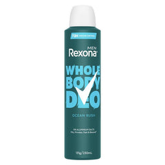 REXONA 131g / 230mL ANTIPERSPIRANT MEN WHOLE BODY DEO 72H ODOUR CONTROL OCEAN FRESH
