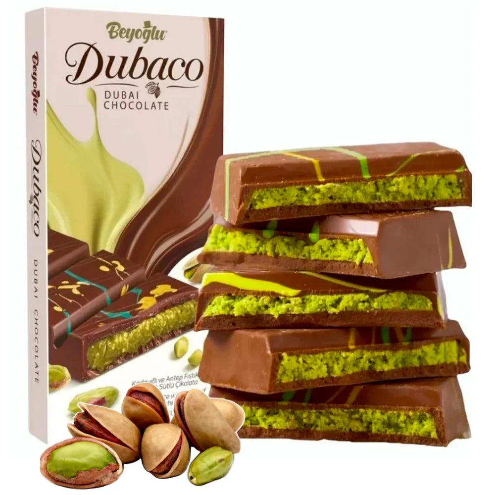 Beyoglu Dubaco milk chocolate with kadayif & pistachio 95g