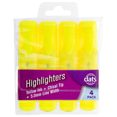 Homework Yellow Highlighter 4 Pack