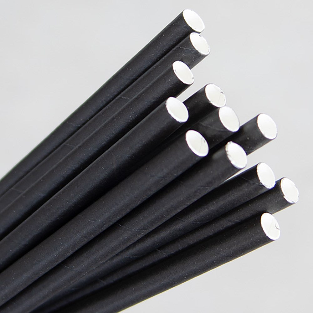 Eco-Straw Regular Slim Paper Straw 5mm Plain Black 5000pcs