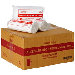 Kitchen Tidy 36L Hdpe White Bin Bag 1000pcs