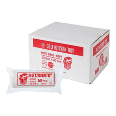 Kitchen Tidy - Bin Liners - 36L HDPE White Bin Bag 50pcs