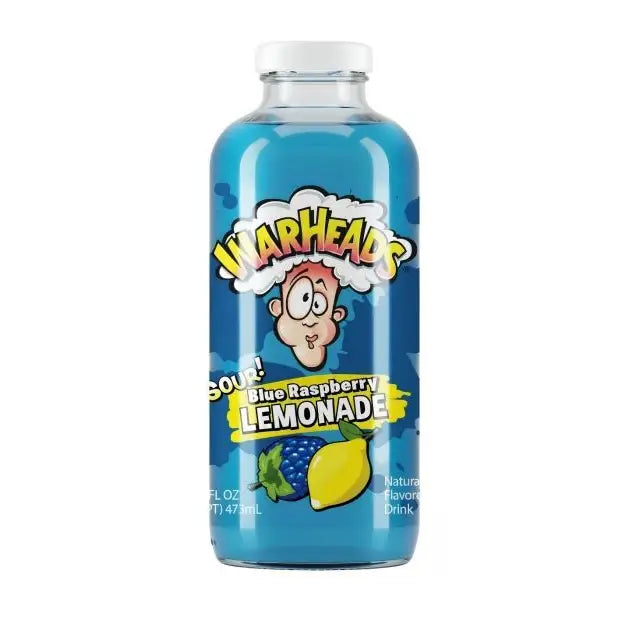 Warheads - Blue Raspberry Sour Lemonade Glass Bottle - 473ml x 12 Pack