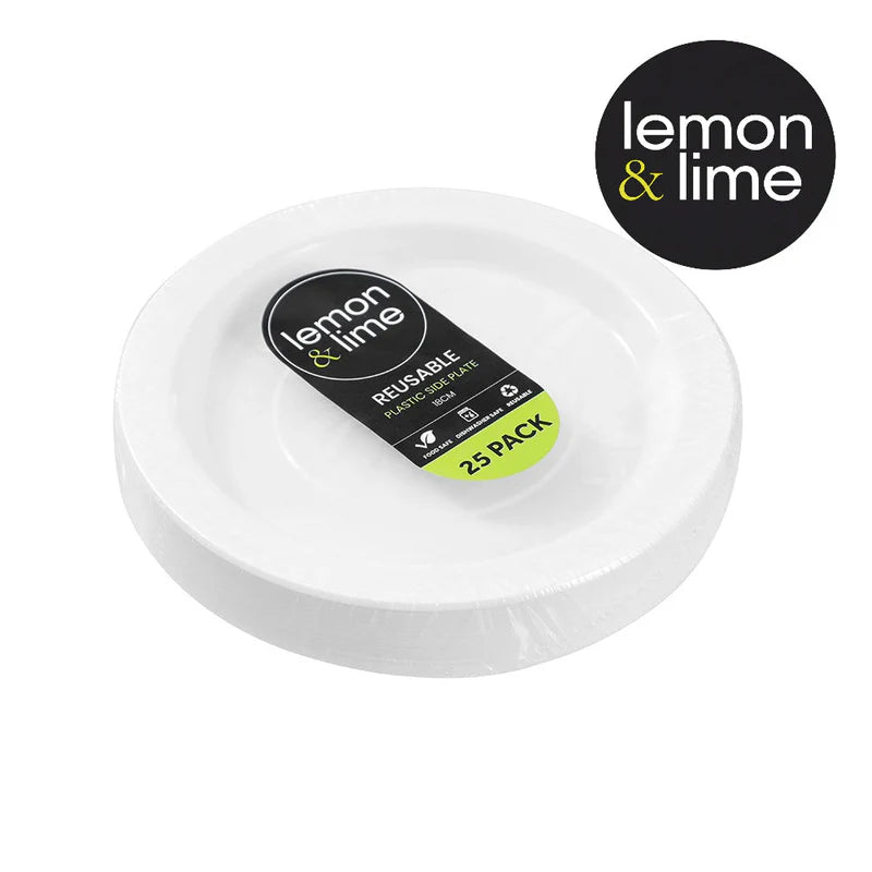 Lemon & Lime - Reusable Plastic Side Plate 25pk