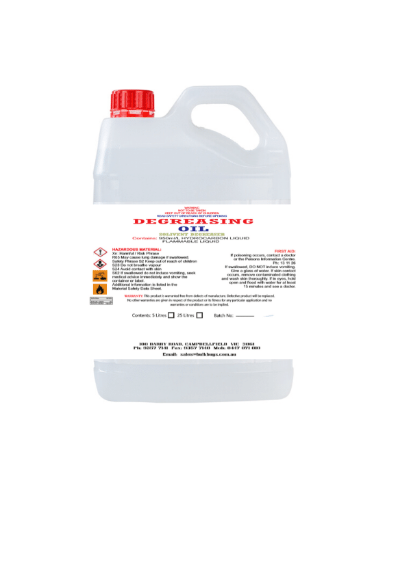 Degreasing Oil (Solivent Degraser) – 5LT