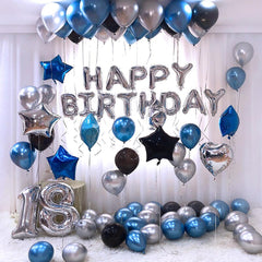 Unique Party  Balloon Happy Birth Day Silver Kit 1x