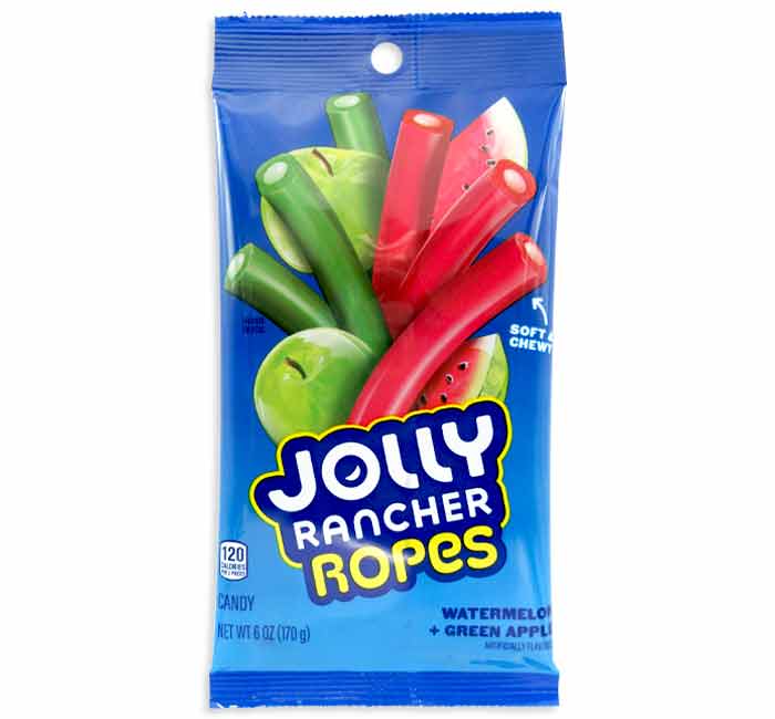 Jolly Rancher Ropes Watermelon Green Apple Bag 170g * 12 Pack