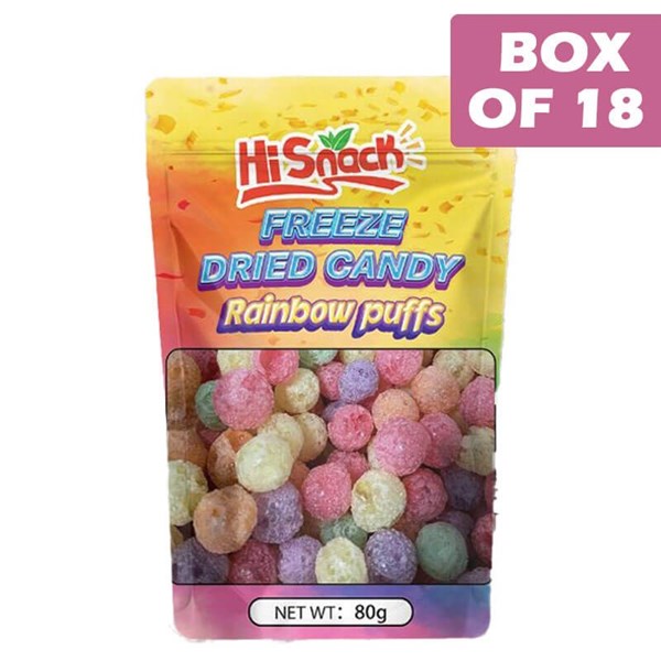 Hisnack Freeze Dried Candy Rainbow Puff 80g * 18 Pack