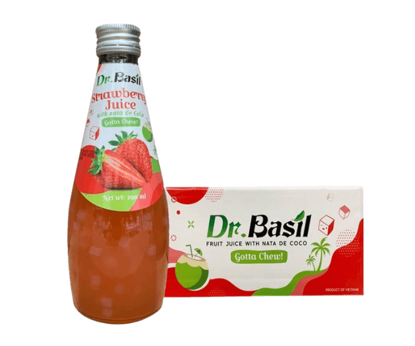 Dr Basil Nata De Coco Fruit Drink - Strawberry 290ml * 24 Pack