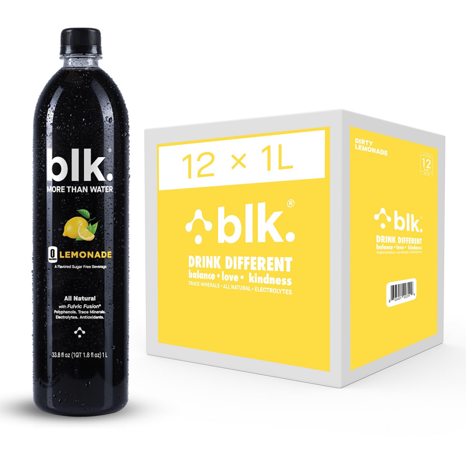 blk. Electric Lemonade Functional Water with Fulvic Minerals 500ml * 12 Pack