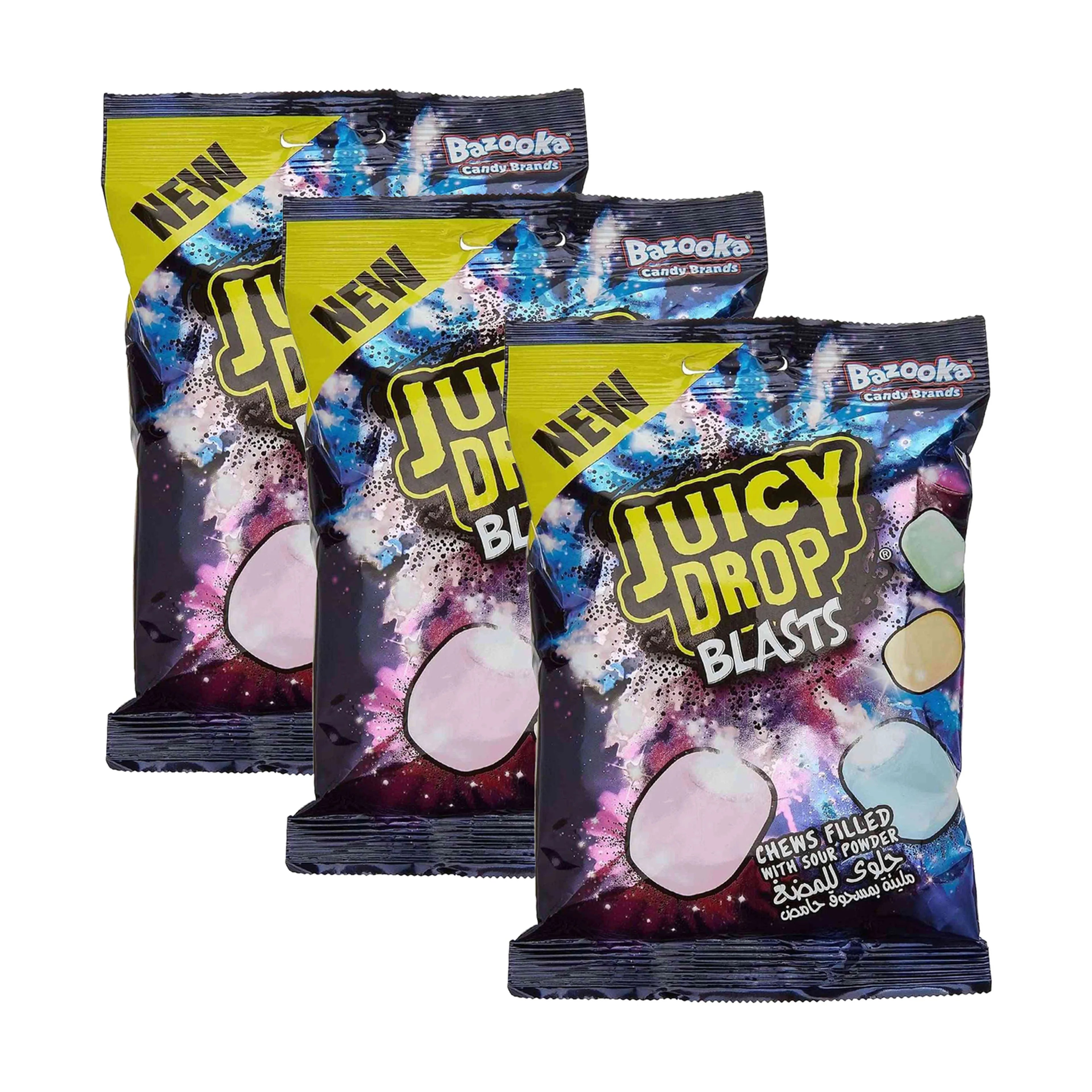 Bazooka Juicy Drop Blast Chews Fillled With Sour Powder 120g * 12 Pack