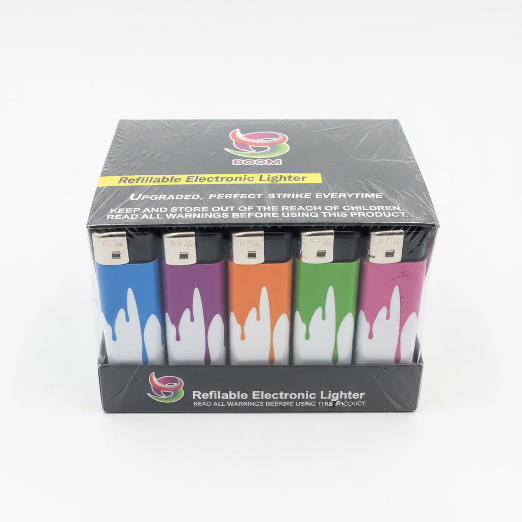 Boom - Refillable Electronic Lighter Colorful 50 Pack