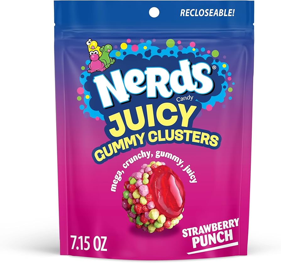 Nerds Juicy Gummy Cluster Strawberry Punch Bags 202g * 6 Pack