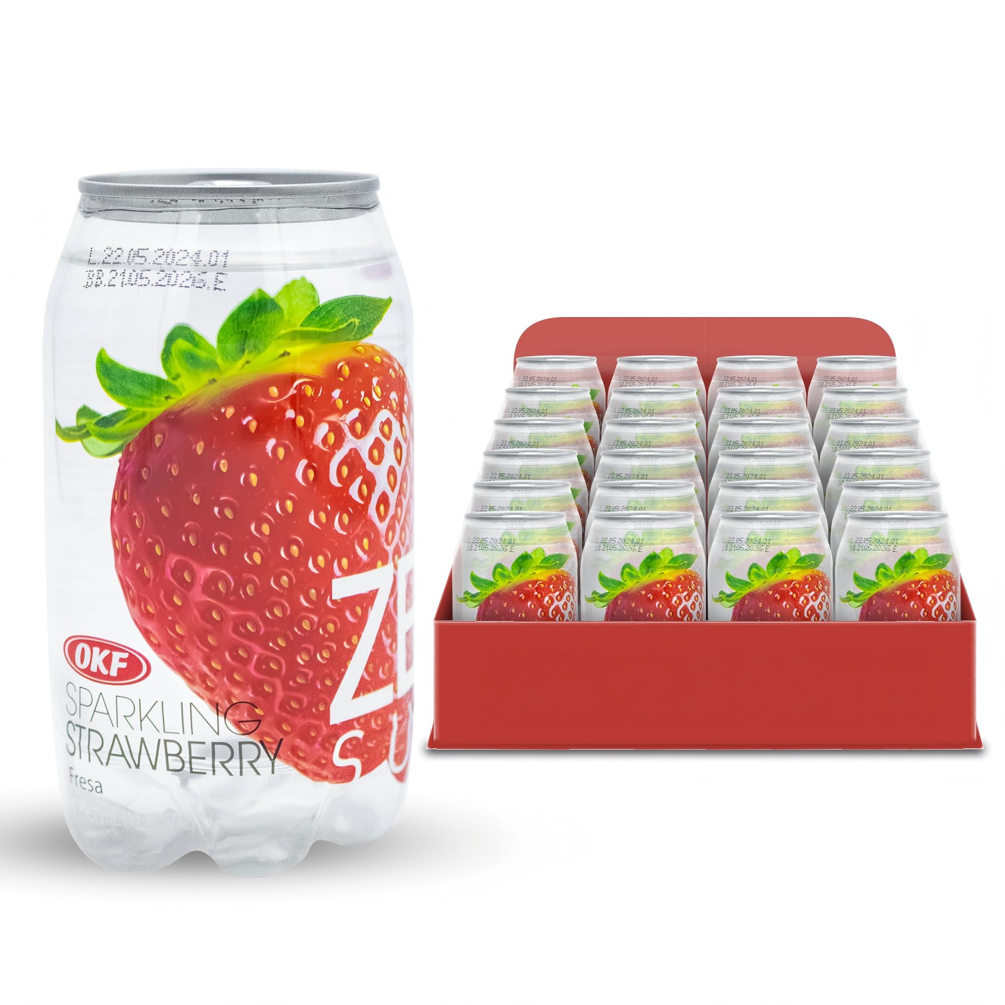 Okf Sparkling Drinks - Strawberry Zero - 350ml x 24 Pack