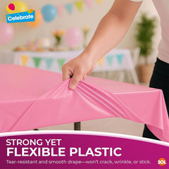 Party Makers - Plastic Table Cloth 137x274cm 1x Baby Pink
