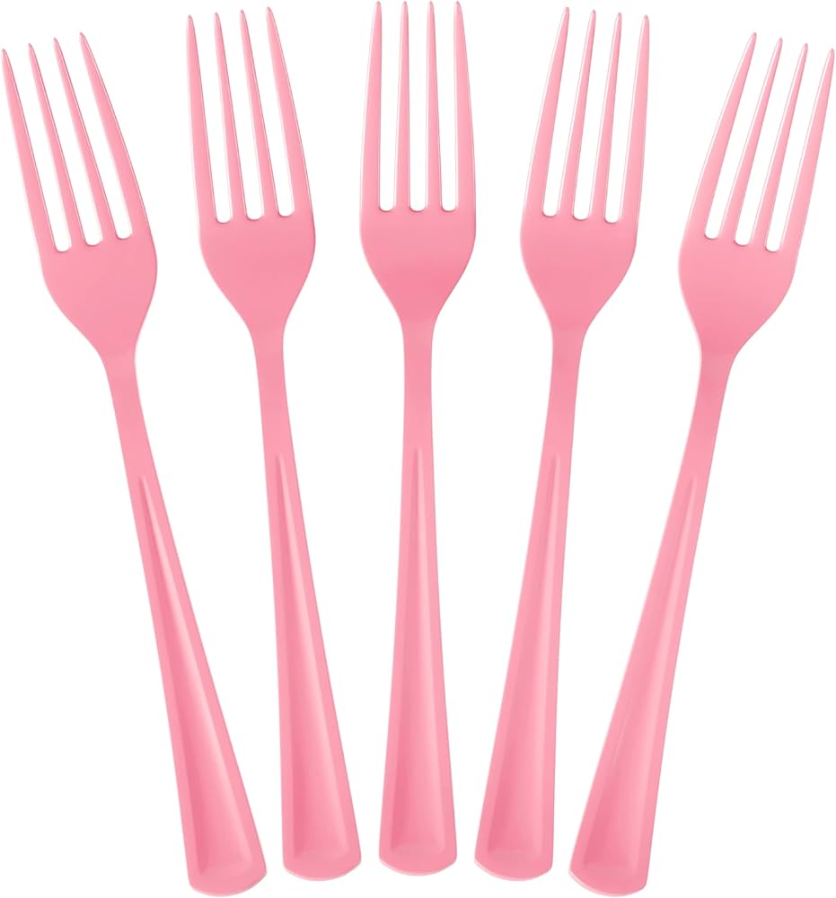 Party Makers - Reusable Plastic Fork 18pc Baby Pink