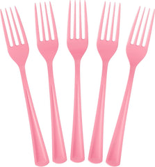 Party Makers - Reusable Plastic Fork 18pc Baby Pink